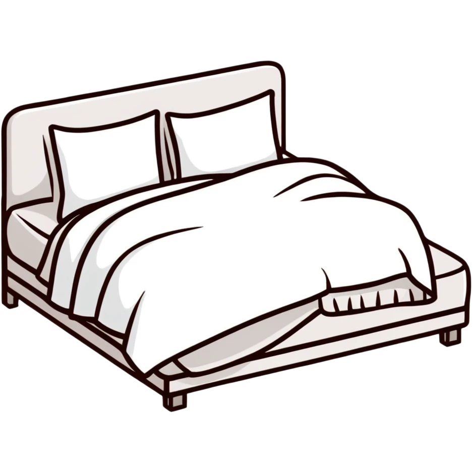 A comfortable bed with pillows and blanket emoji
