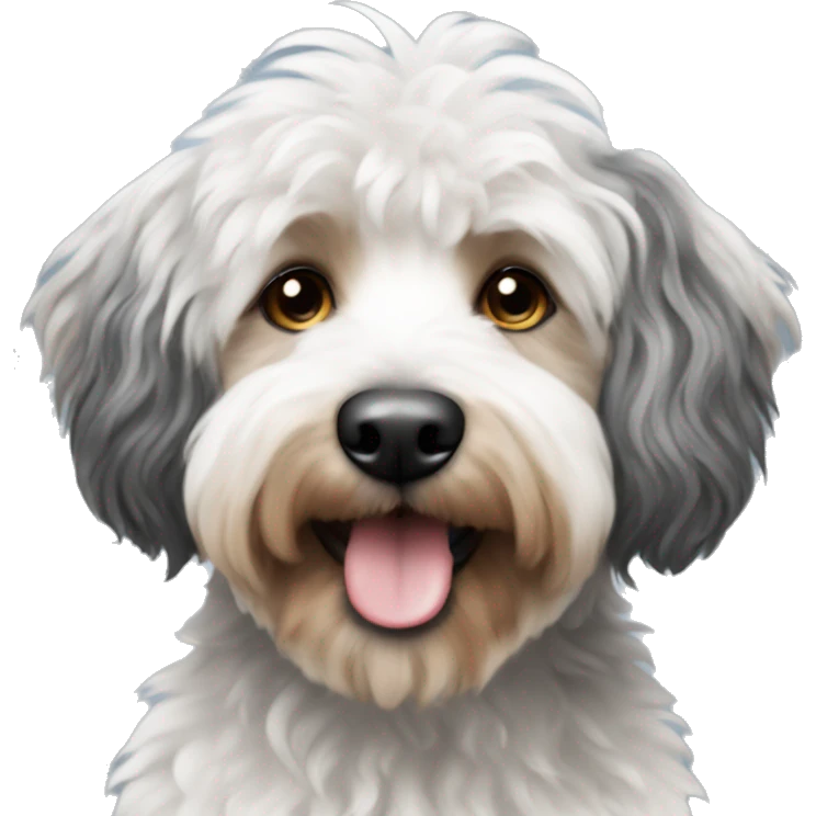 Aussidoodle with black and white hair  emoji