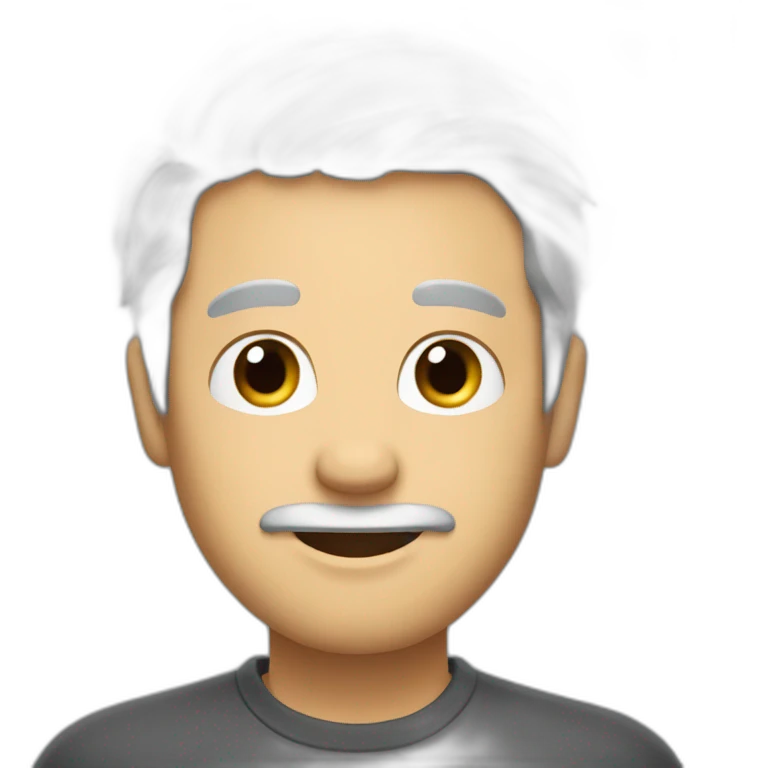 male with gray hair with words happy monday emoji