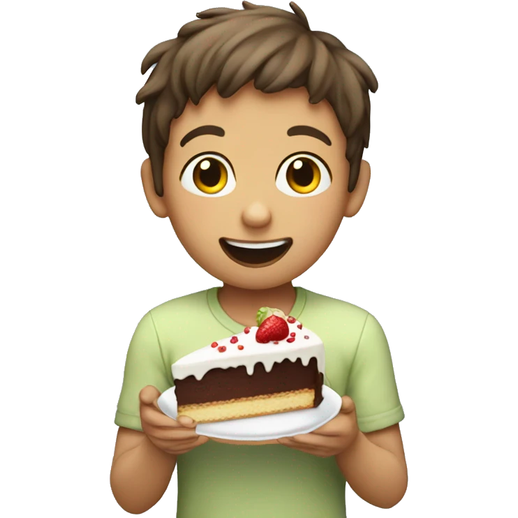 Boy eating cake emoji