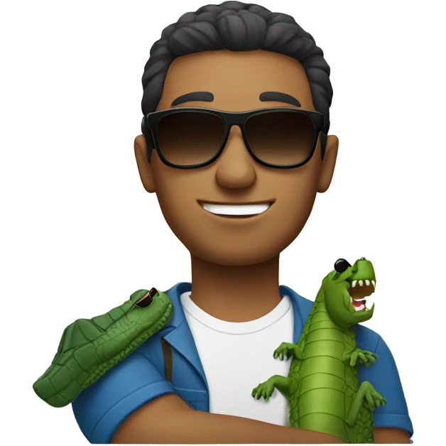 A guy holding crocodile with sunglasses  emoji