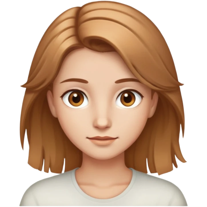 Branca, cabelo castanho claro iluminado, olhos castanhos claros  emoji