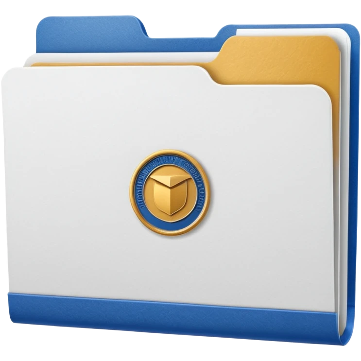A simple emoji-style icon of a white textured paper folder, clean and formal, with sharp edges, minimal shading, and an embossed university degree/certification seal on the front, conveying academic achievement and official records. emoji