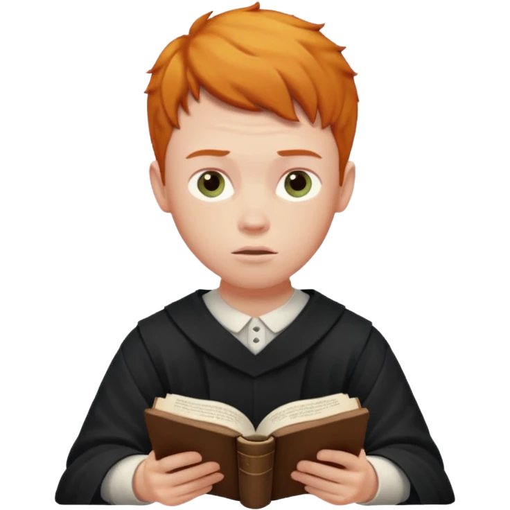 ginger lad studying bible emoji