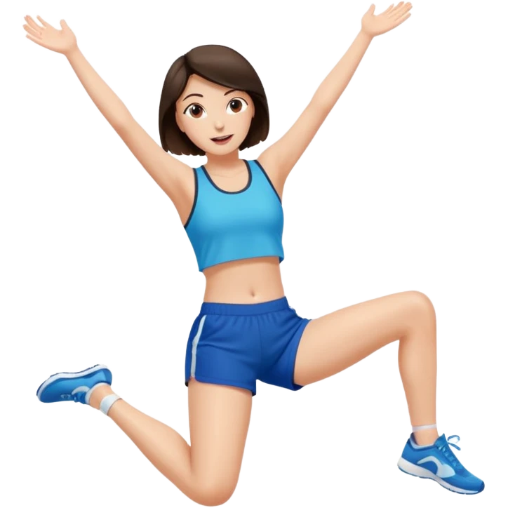 Brunette woman with legs spread wide in the air emoji