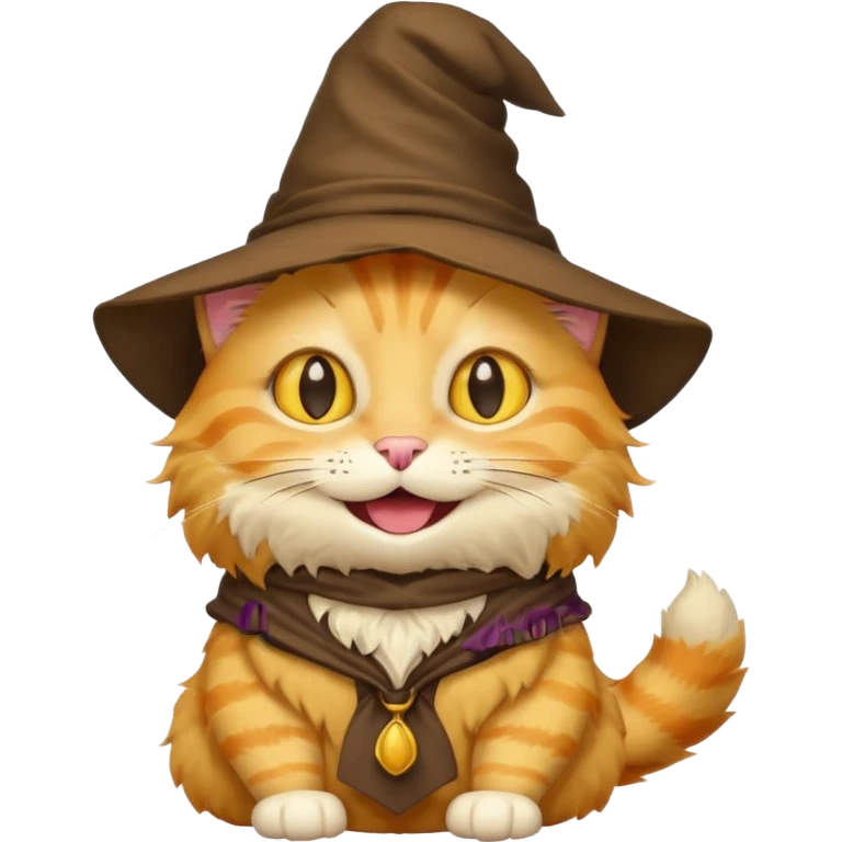 Very Simple yellow cat emoji wearing a sorting hat emoji