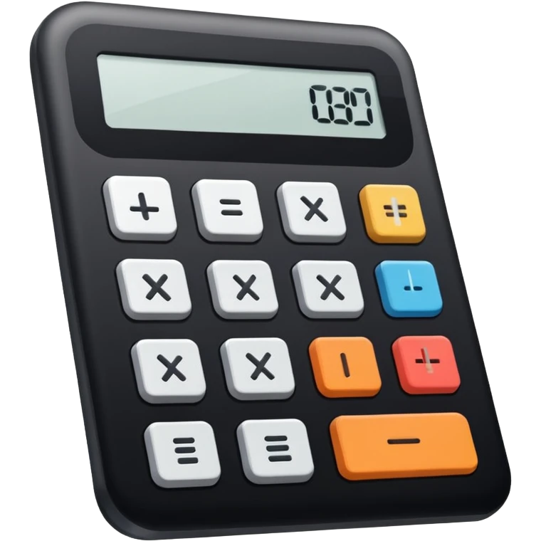 Minimalistic flat vector icon, iOS style, thin black contour on white background. Calculator and geometric shapes (triangle, circle). No text, no shadows. emoji