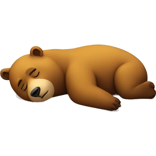 a bear sleeping on a bed with honey like he was eating emoji