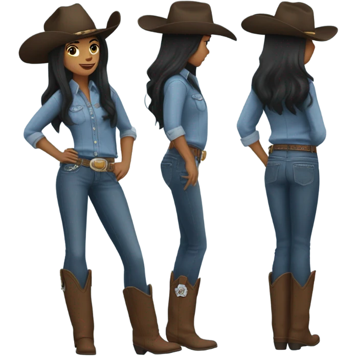 Black hair cowgirl emoji