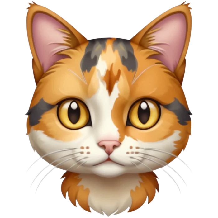 full body anxious looking colourful light calico tabby cat with hazel eyes and very patchy calico fur emoji