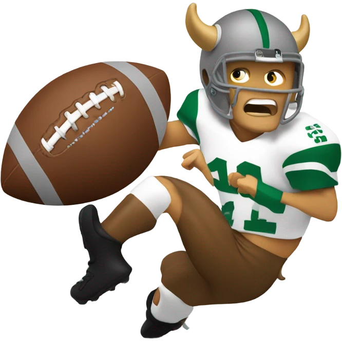 Viking football player spiking the football on a ram emoji