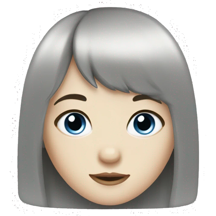 Girl with pale skin, light blue eyes, black hair and bangs emoji