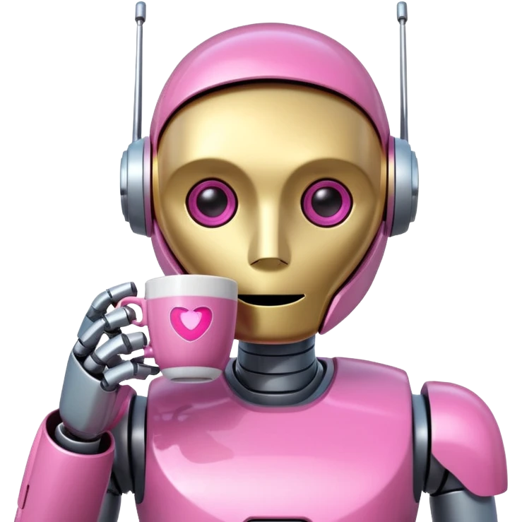 robot drink pink coffee emoji