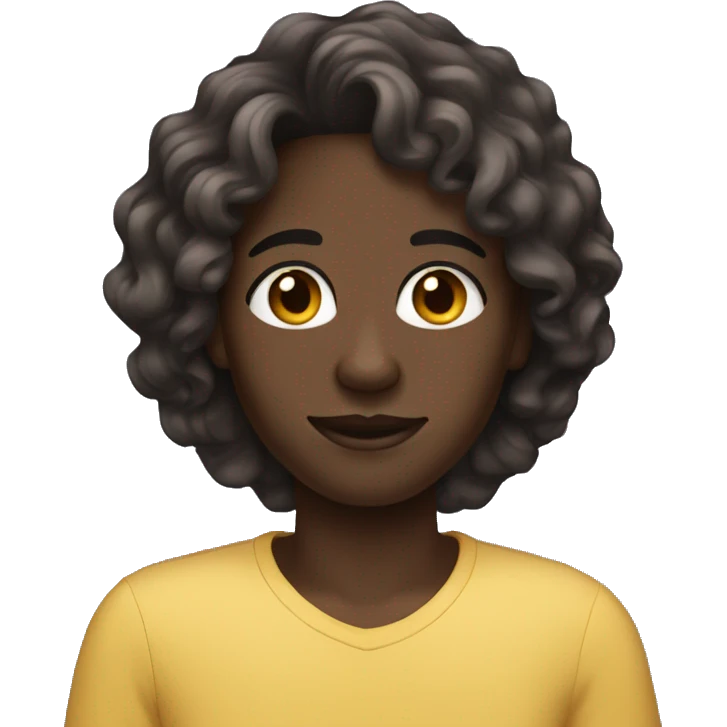 Darkskin, medium wavy hair  emoji