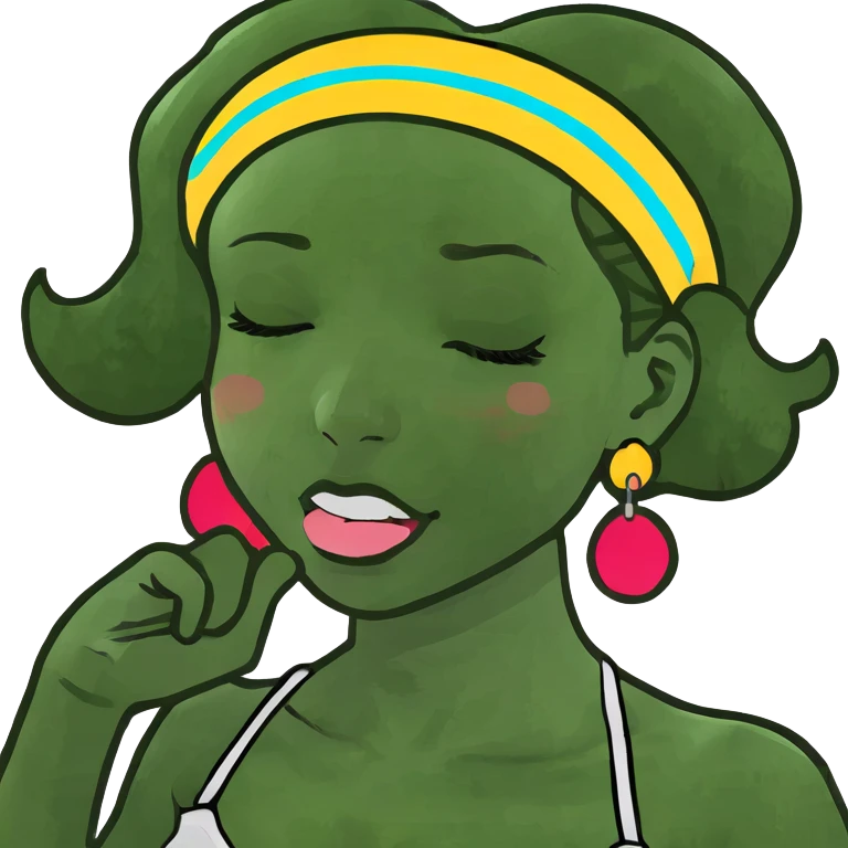 girl closing her eyes with her tounge out with hands on neck emoji
