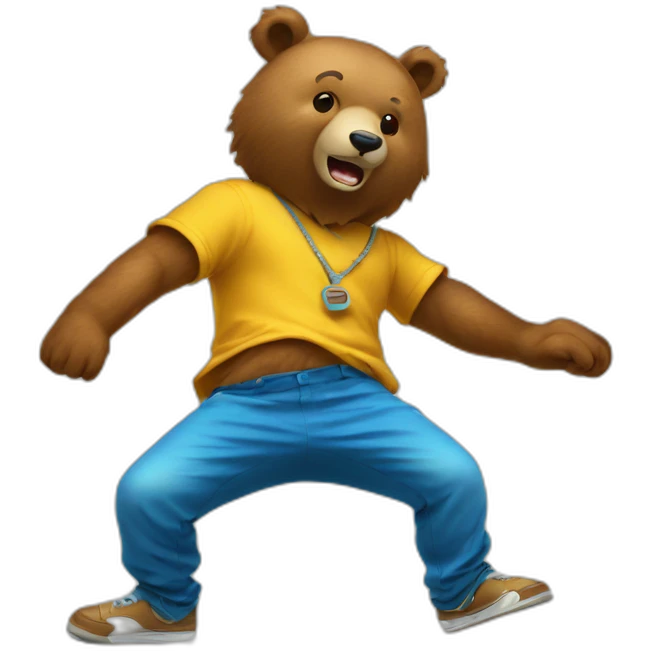 Break dance bear spinning on head emoji