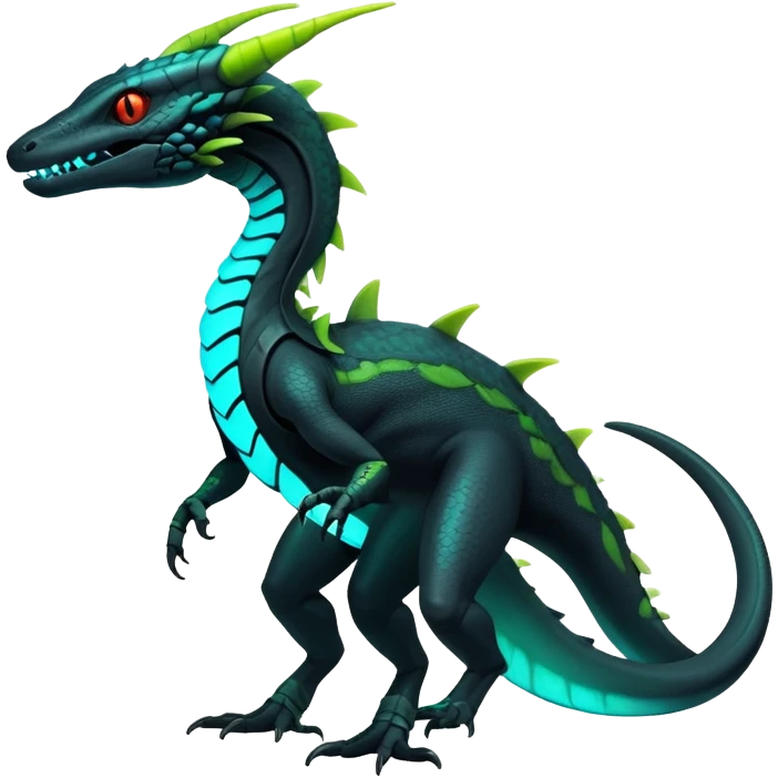 futuristic lush warm-colored neon-colored Fakémon-Trico-Drakeon-Salandit-creature (full body) emoji