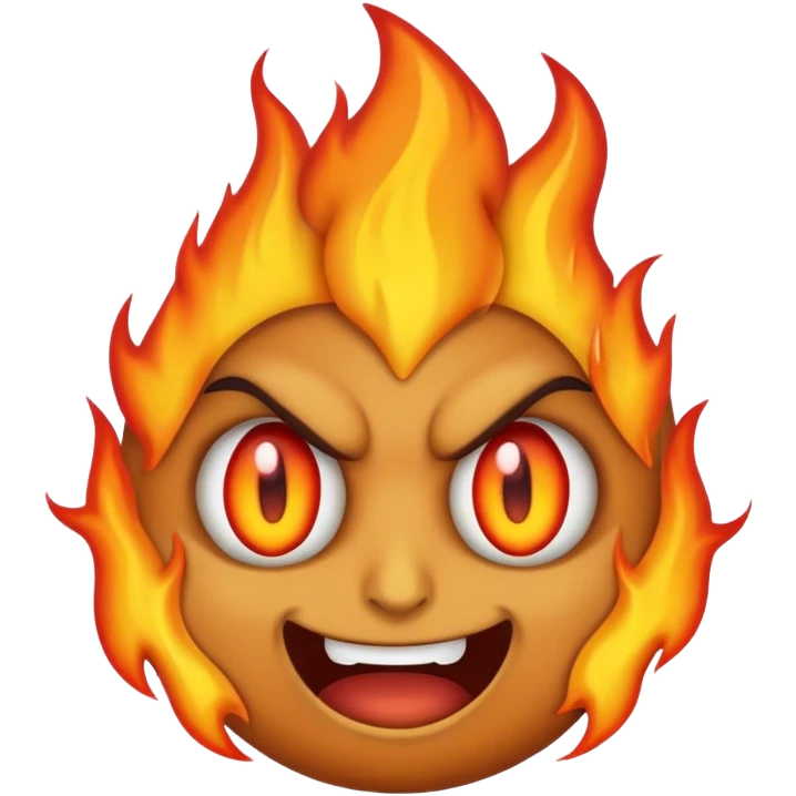 Evil emoji with flames for eyes emoji