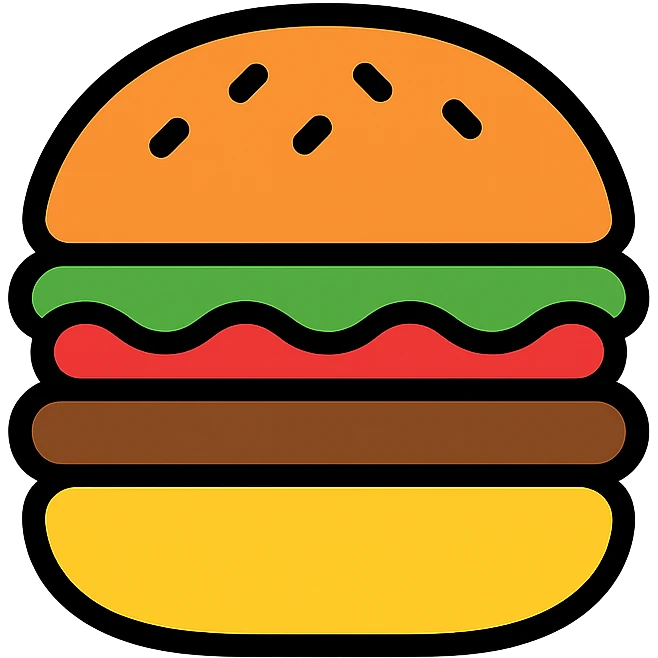 burger icon, clean and simple, modern style emoji
