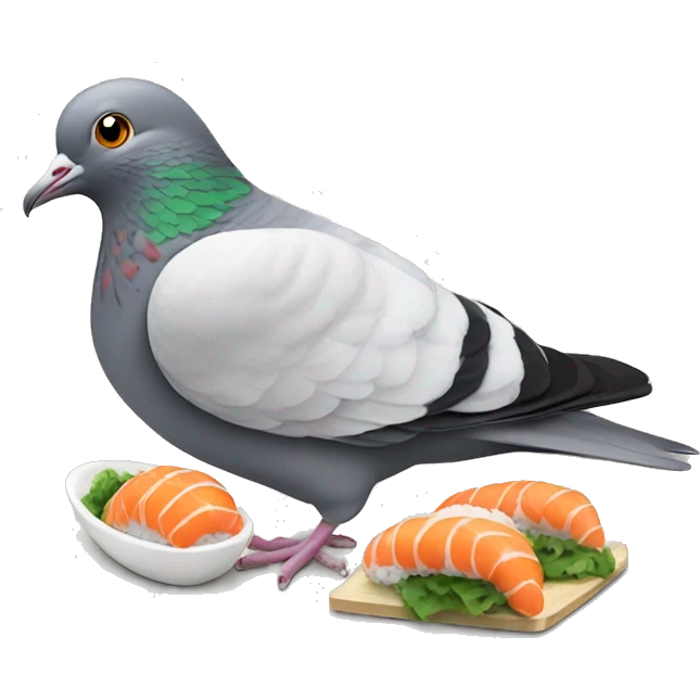 Pigeon eating sushi emoji