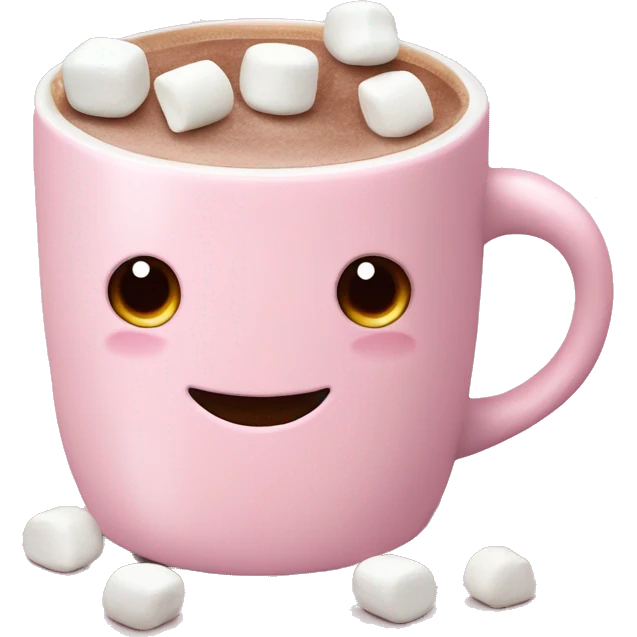Light Pink mug of hot chocolate with marshmallows  emoji