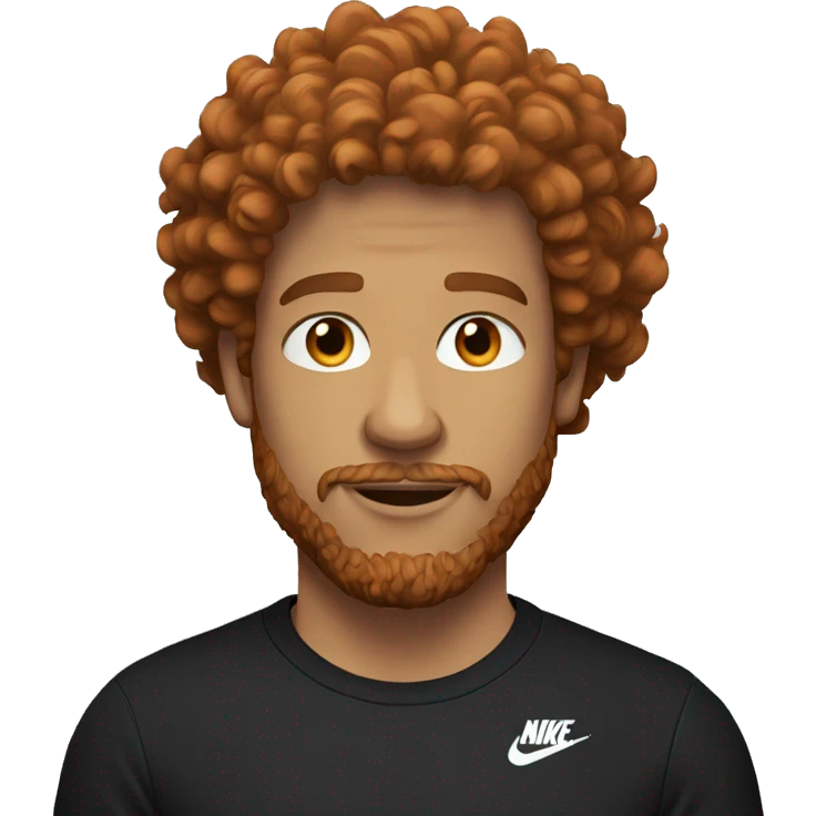 Red-haired man with curly hair and a beard, wearing a black Nike t-shirt  emoji