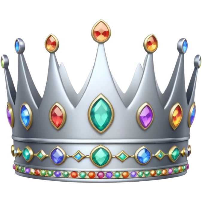 silver feminine crown with rainbow gemstones emoji
