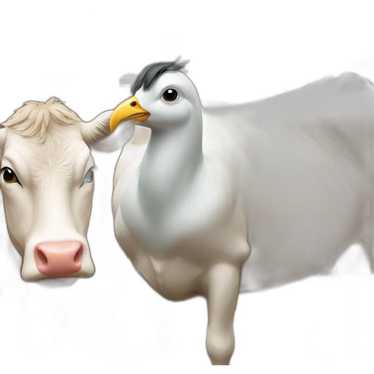 Bird on cow emoji