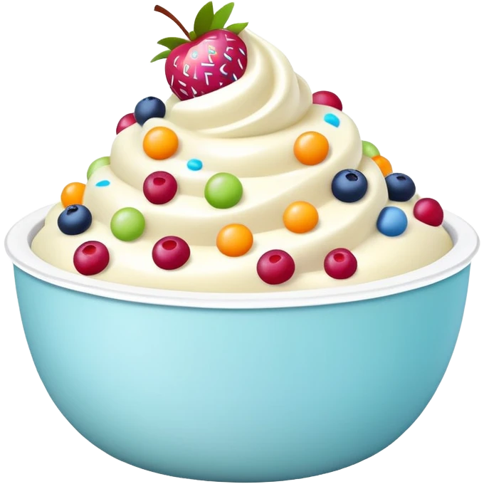 frozen yoghurt bowl with fruit and sprinkles emoji