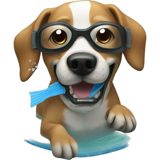 dog swims with fins mask and tube emoji