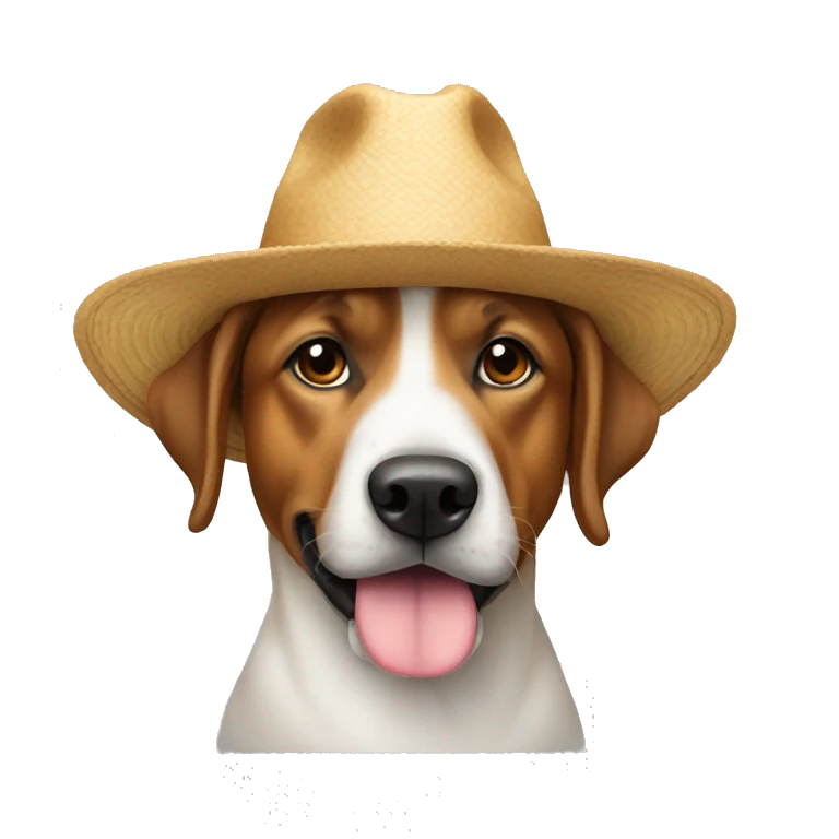 un chien avec un chapeau emoji