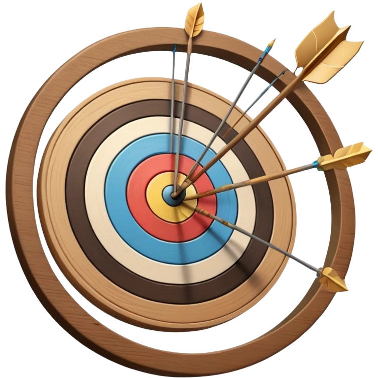 A bow with arrows drawn and ready, aimed at a target with concentric rings. The focus is on the elegance and precision of archery, with the target clearly visible in the background, symbolizing skill and concentration in the sport. emoji