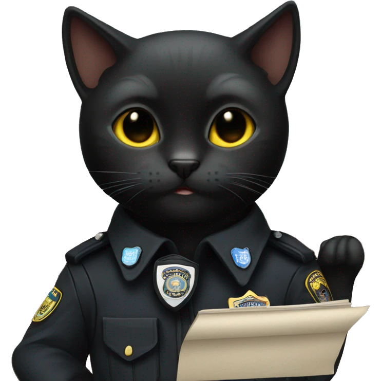 Black cat wearing cop costume emoji