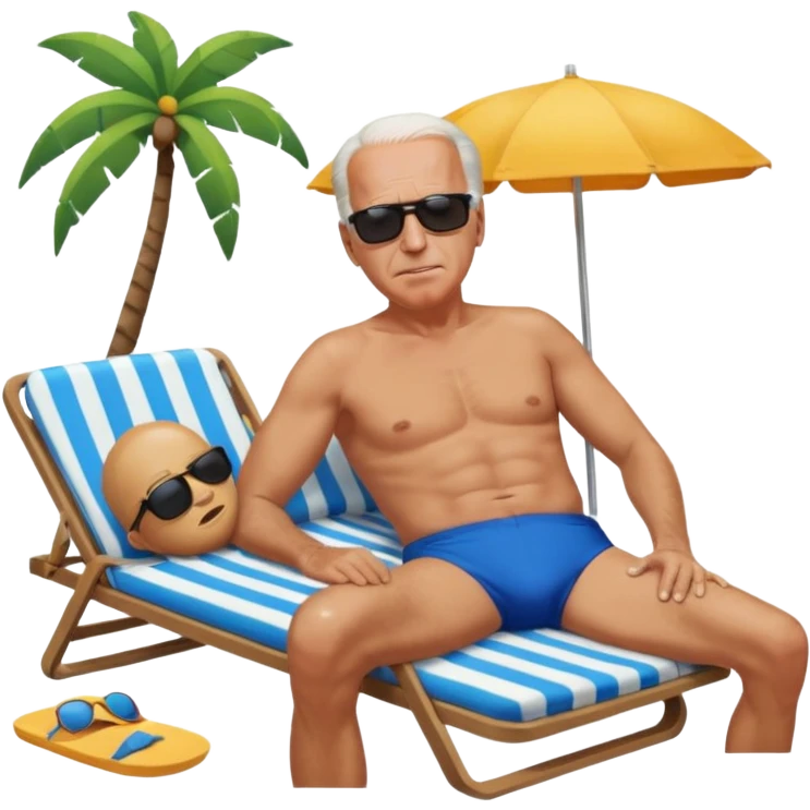 joe biden on the beach in bathing suit asleep with zzzzZZZ emoji