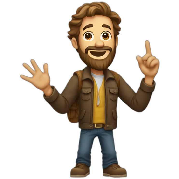 guy with a beard twirling his hand in the air saying "woo!" emoji