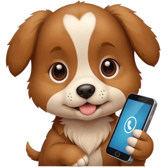 puppy with phone emoji