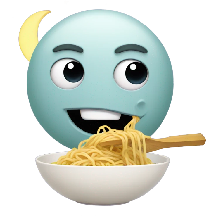 Moon eating spaghetti emoji