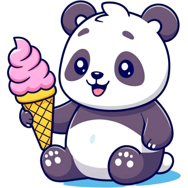 Panda eating ice cream emoji