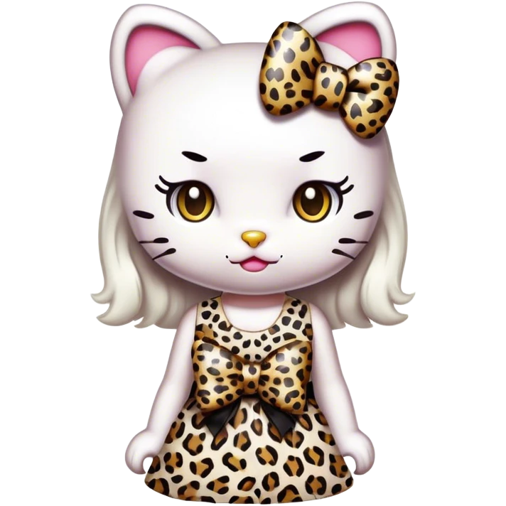 Hello kitty white leopard dress leopard bow emoji