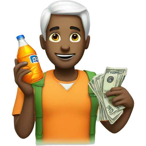  dude with fanta and money emoji