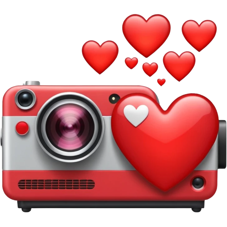 Projector reflecting red hearts  emoji