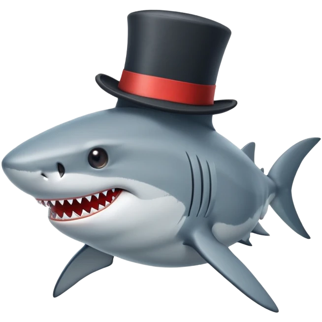 Shark with a top hat emoji