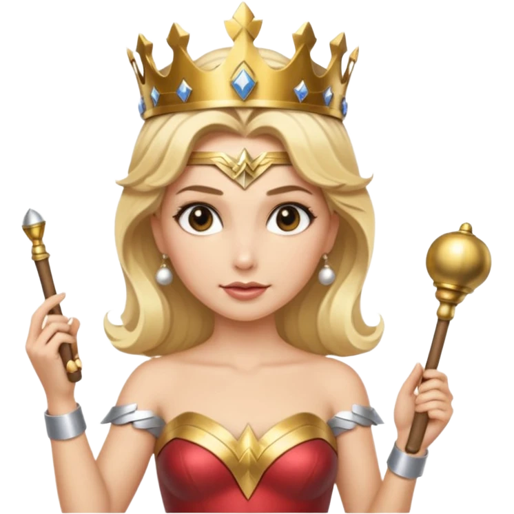 Blonde Wonder Woman holding short white orchestra conductor’s baton and bell emoji