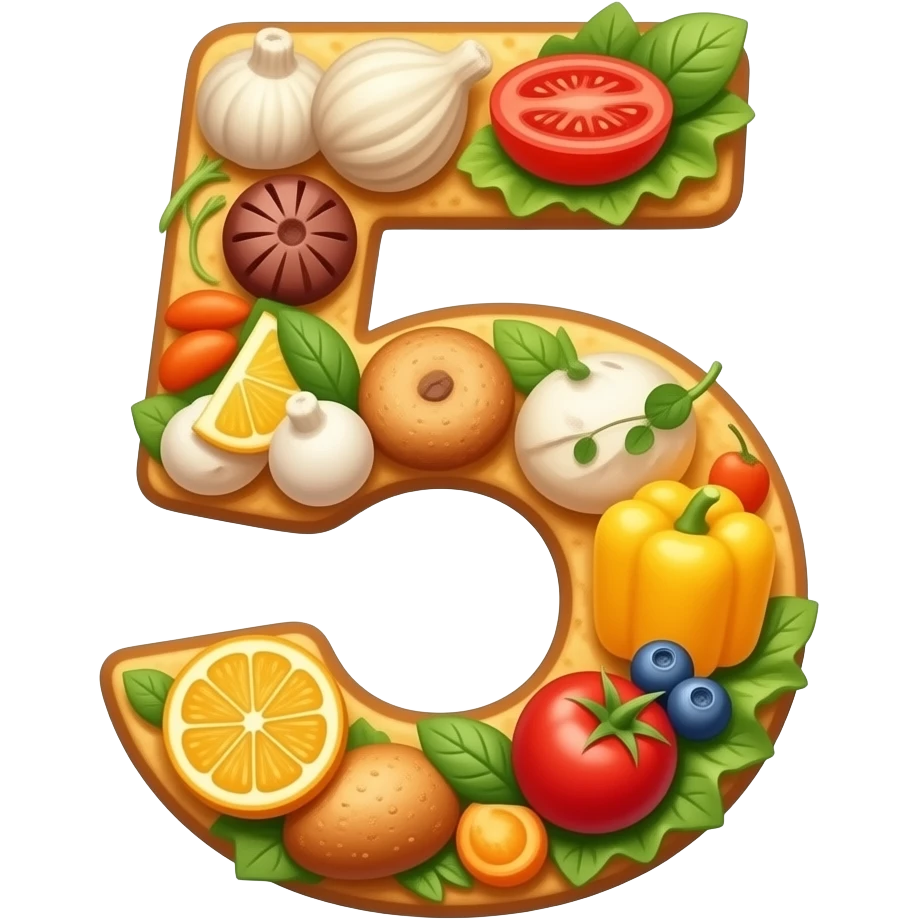 number 5 made of food emoji