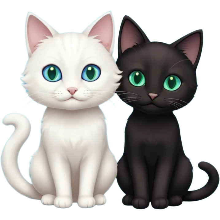 Black cat play with white cat emoji