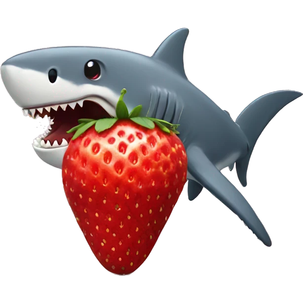 Strawberry eating a shark emoji