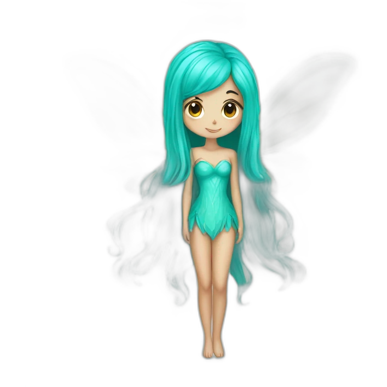 Cute turquoise fairy long hair emoji
