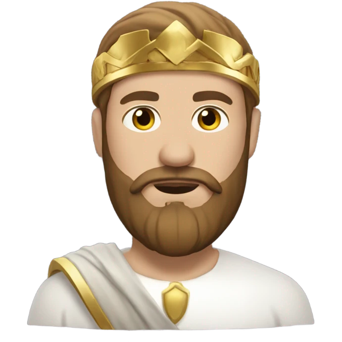 a bearded man, wearing a white tunic, with a golden circle on top of his head emoji
