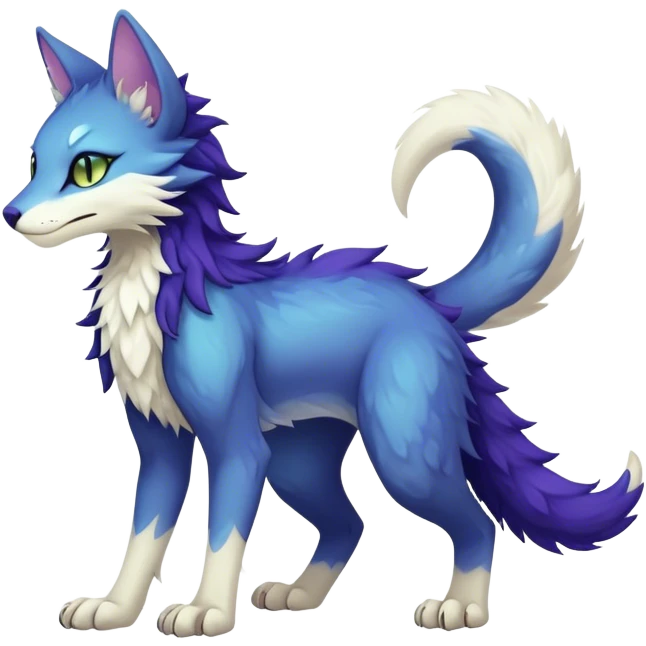Kawaii dark cute vibrant edgy fantasy ethereal feline-vernid-sergal-fursona animal creature with a tufted tail full body emoji