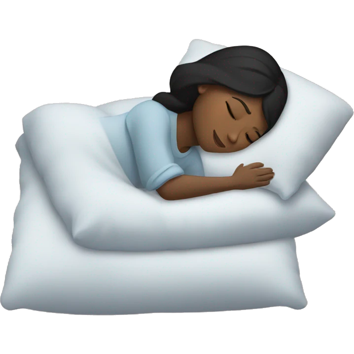 Sleeping woman with brown skin and black hair laying on pillow emoji
